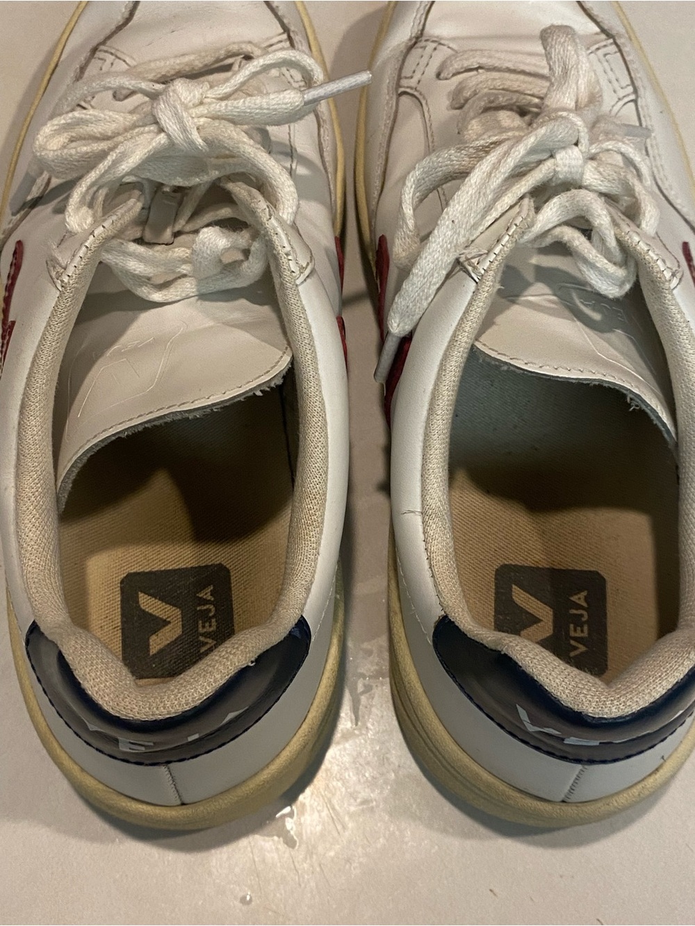 VEJA V-12 LEATHER SNEAKER EXTRA WHITE MARSALA NAUTICO V LOGO LACE UP SZ 7 EU 38 - Picture 14 of 16